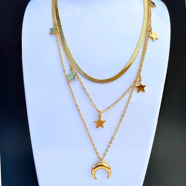 Moon Star 3 Layer Necklace