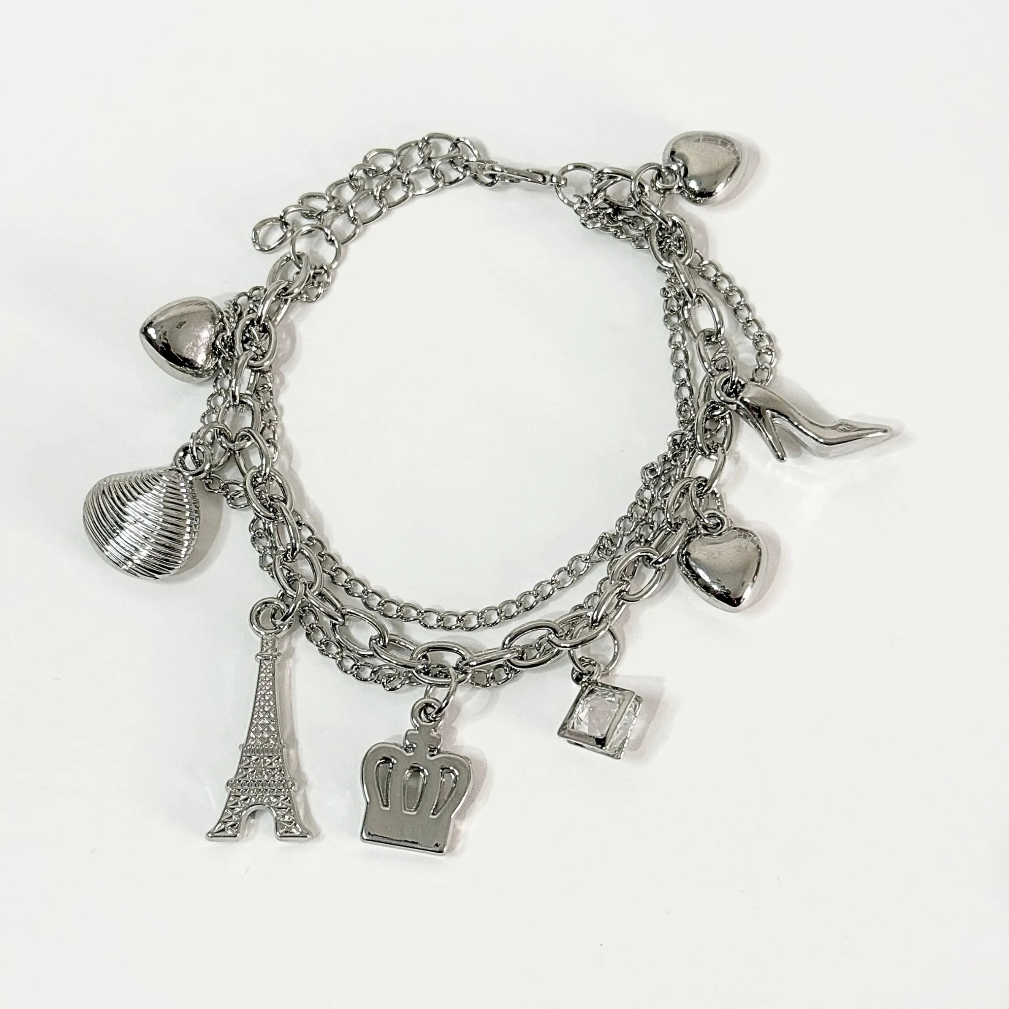 Heart and Tower Charm Bracelet1