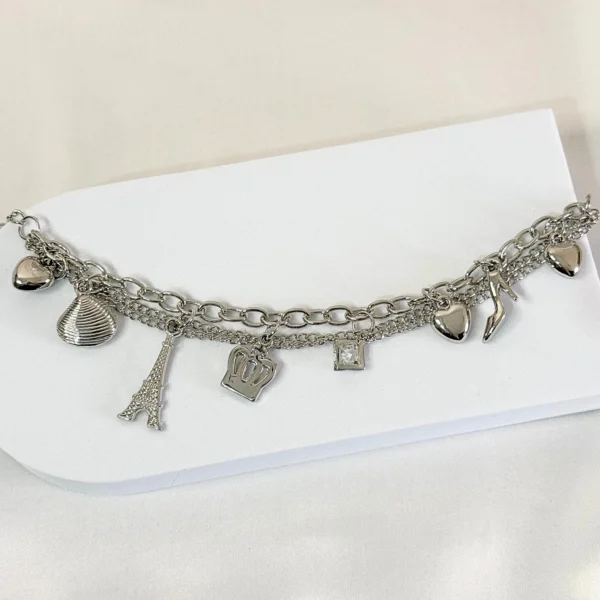 Heart and Tower Charm Bracelet - Image 2