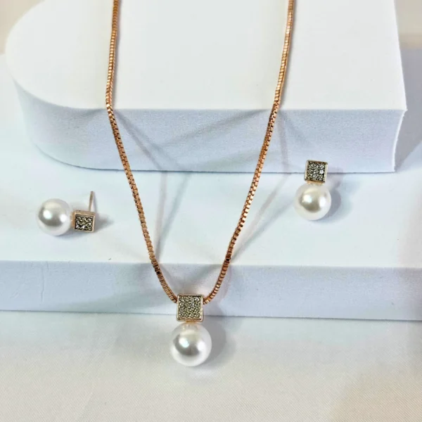 Pearl Necklace and Earrings Set