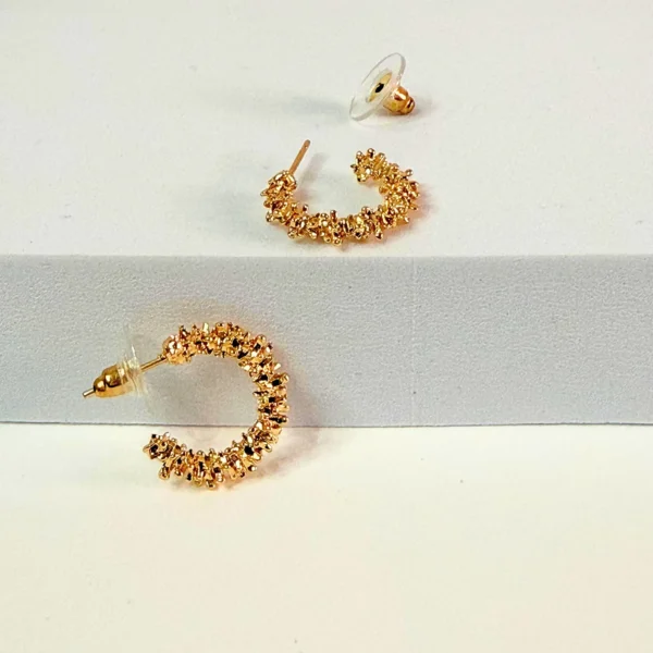 Sparkly Gold Hoop Earrings - Image 2