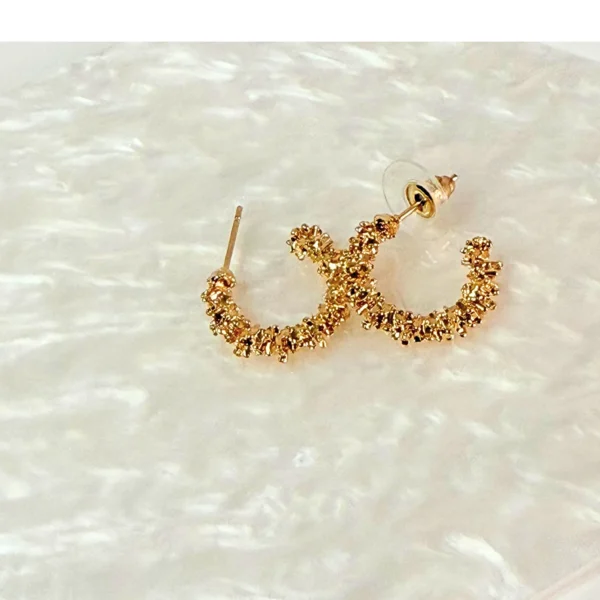 Sparkly Gold Hoop Earrings - Image 3