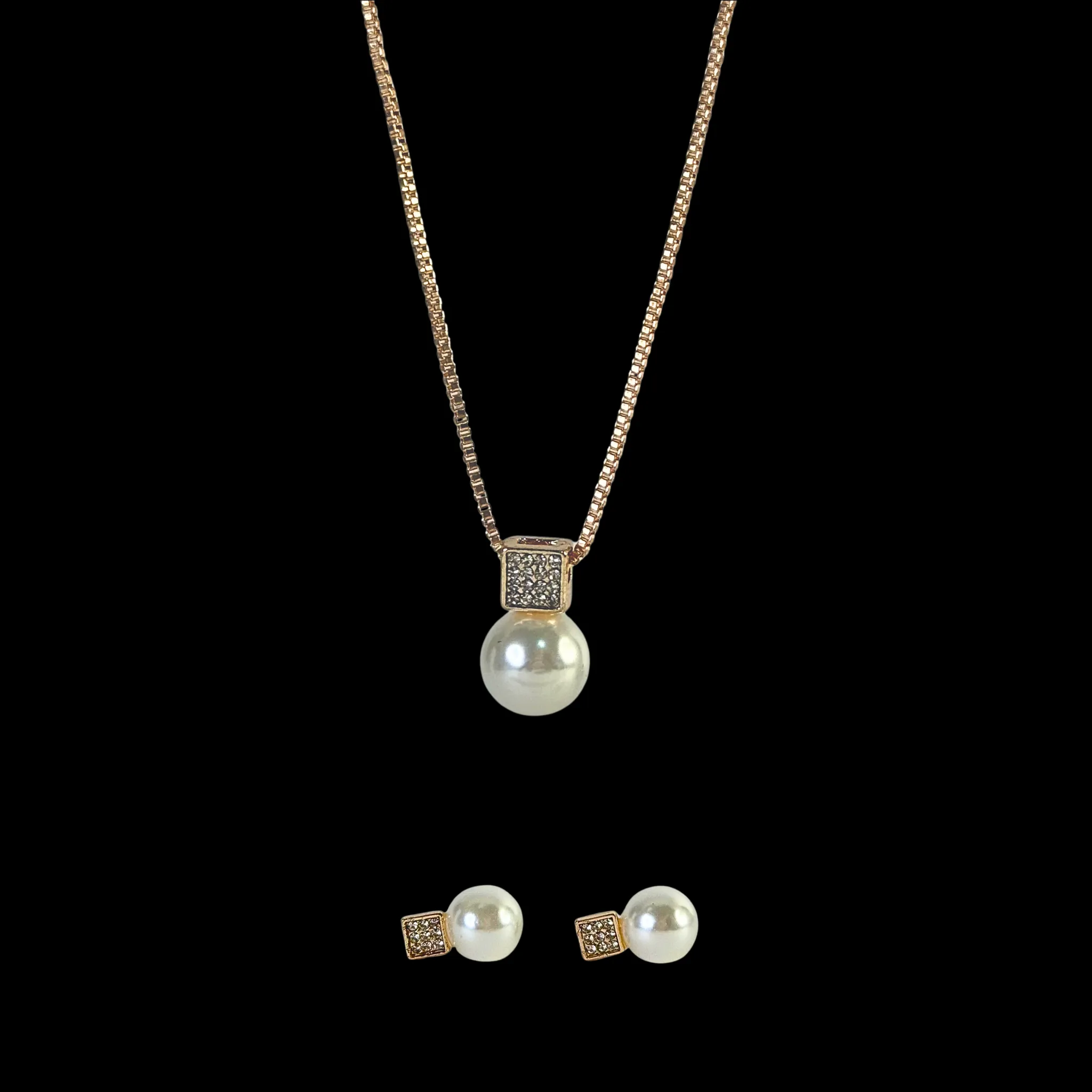 Pearl Necklace and Earrings